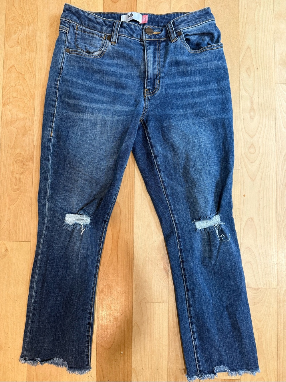 CAbi Dark Blue Distressed Cropped Jeans